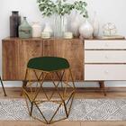 Kit 06 Puff Banqueta Aramado Luna Hexágono Base Dourado Suede