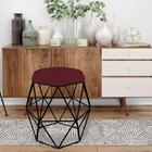 Kit 06 Puff Banqueta Aramado Luna Hexágono Base Preto Suede V