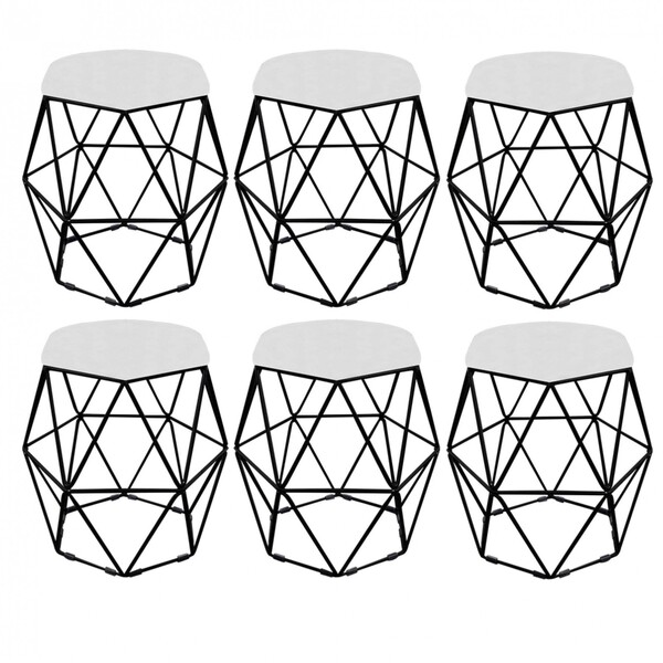 Kit 06 Puff Banqueta Aramado Luna Para Penteadeira Hexágono B