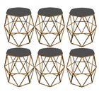 Kit 06 Puff Banqueta Aramado Luna Para Penteadeira Hexágono B