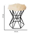 Kit 06 Puff Banqueta Louis Aramado Hexágono Preto Pelúcia Bege