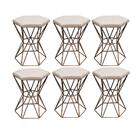 Kit 06 Puff Banqueta Louis Industrial Hexágono Ferro Bronze C