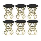 Kit 06 Puff Banqueta Louis Industrial Hexágono Ferro Dourado