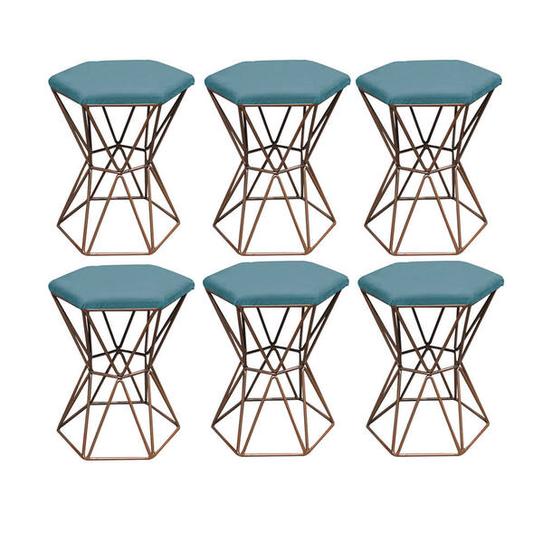 Kit 06 Puff Banqueta Louis Industrial Para Penteadeira Sala H