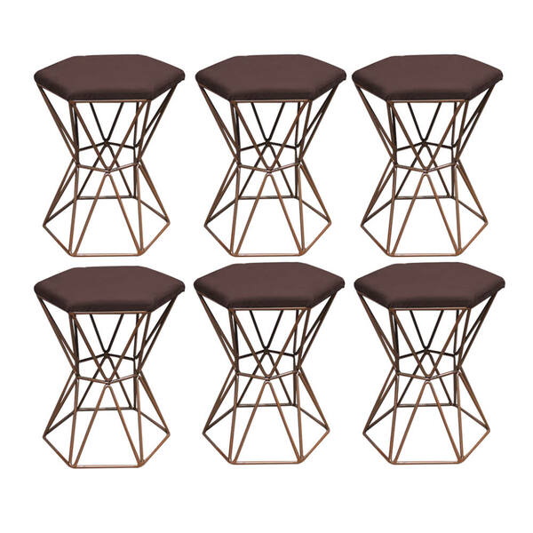 Kit 06 Puff Banqueta Louis Industrial Para Penteadeira Sala H