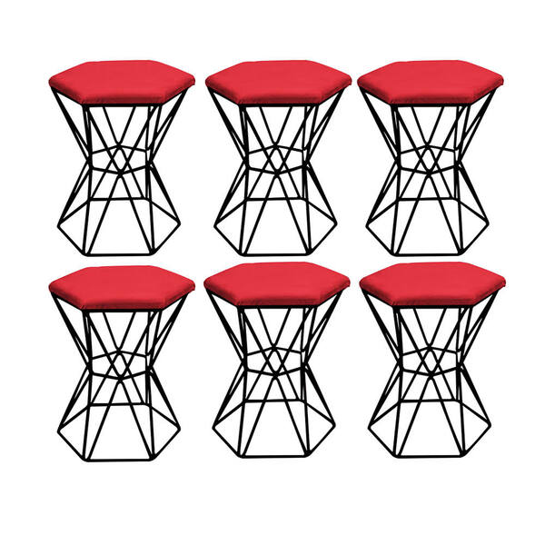 Kit 06 Puff Banqueta Louis Industrial Para Penteadeira Sala H