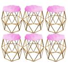 Kit 06 Puff Banqueta Luna Aramado Hexágono Bronze Pelúcia Pink