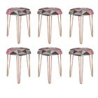 Kit 06 Puffs Banqueta Alta Bita Industrial Pé De