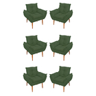 Kit 06 Sofás 1 Lugar De Luxo Opala Sala, Quarto Suede Verde