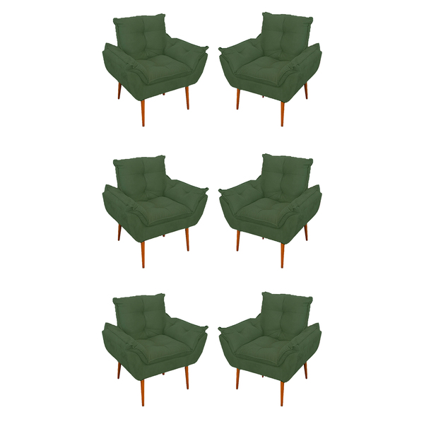 Kit 06 Sofás 1 Lugar De Luxo Opala Sala, Quarto Suede Verde