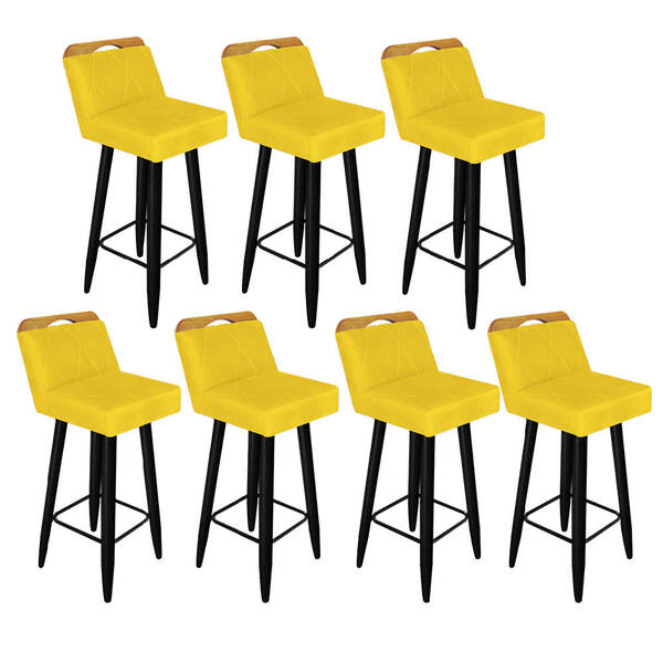 Kit 07 Banqueta Alta C/ Encosto Lith Para Cozinha Bar Balcão