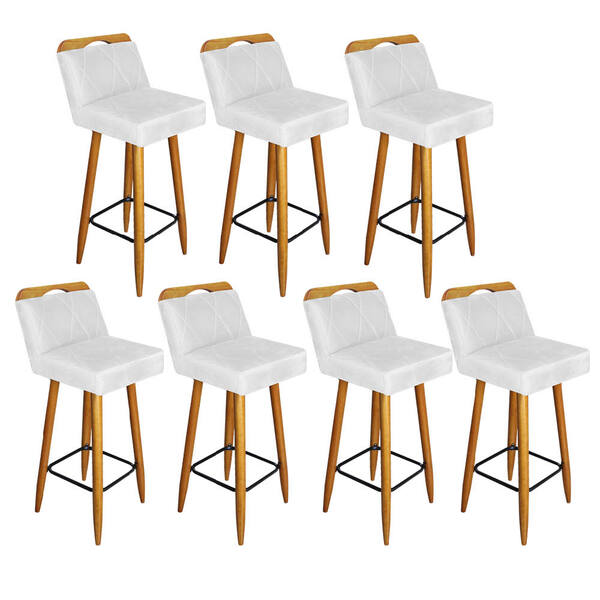 Kit 07 Banqueta Alta C/ Encosto Lith Para Cozinha Bar Balcão