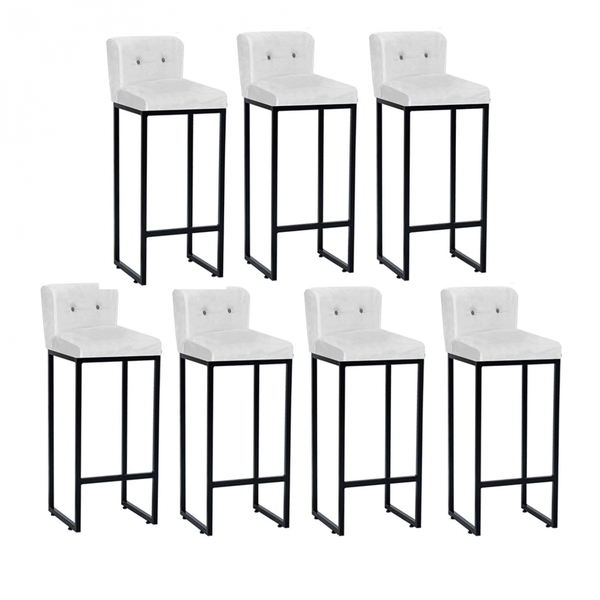 Kit 07 Banqueta Alta C/ Encosto Lucca Industrial Cozinha Balc