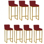 Kit 07 Banqueta Alta C/ Encosto Lucca Industrial Cozinha Ferr