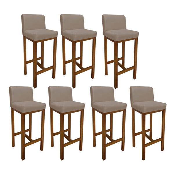 Kit 07 Banqueta Alta Com Encosto Aila Cozinha Balcão Bistrô B