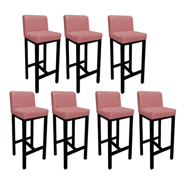 Kit 07 Banqueta Alta Com Encosto Aila Cozinha Balcão Bistrô B