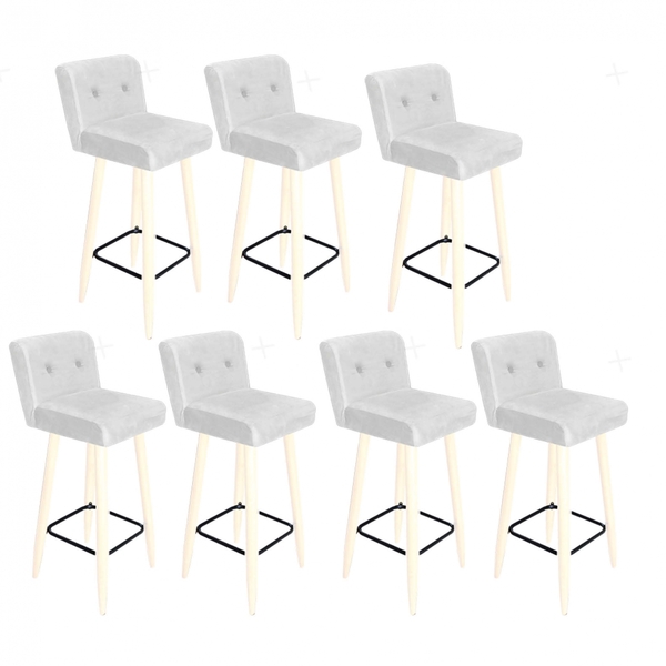 Kit 07 Banqueta Alta Com Encosto Lana Cozinha Balcão Bistrô P