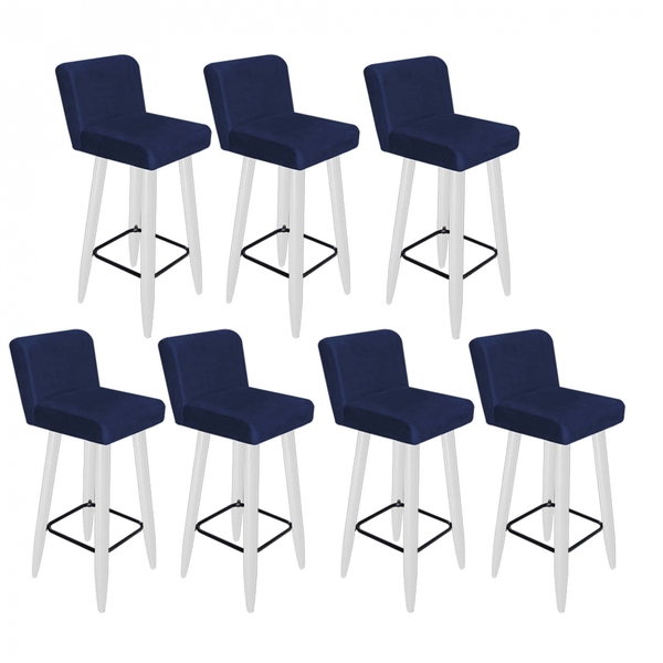 Kit 07 Banqueta Alta Com Encosto Lana Para Cozinha Bar Balcão