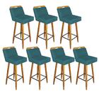 Kit 07 Banqueta Alta Encosto Lith Castanho Azul Turquesa
