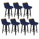 Kit 07 Banqueta Alta Encosto Lith Preto Azul Marinho