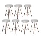 Kit 07 Banqueta Alta Laisa Bronze Suede Cinza