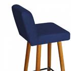 Kit 07 Banqueta Alta Lana Botão Preto Suede Azul Marinho