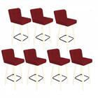 Kit 07 Banqueta Alta Lana Branco Vermelho