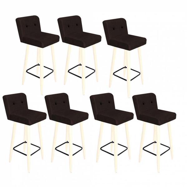 Kit 07 Banqueta Alta Lana Cozinha Preto Marrom