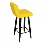 Kit 07 Banqueta Alta Lana Preto Suede Amarelo