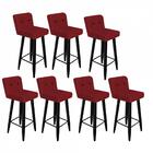 Kit 07 Banqueta Alta Lana Preto Vermelho