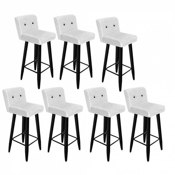 Kit 07 Banqueta Alta Lanapreto Corino Branco