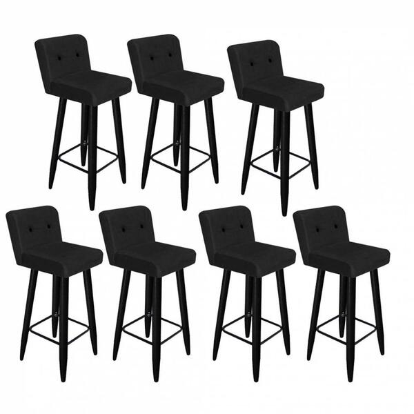 Kit 07 Banqueta Alta Lanapreto Suede Preto