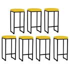 Kit 07 Banqueta Alta Lara Ferro Bronze Amarelo