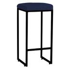 Kit 07 Banqueta Alta Lara Ferro Bronze Azul Marinho