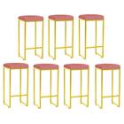 Kit 07 Banqueta Alta Lara Ferro Dourado Rose Gold