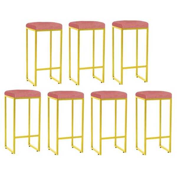 Kit 07 Banqueta Alta Lara Ferro Dourado Rose Gold