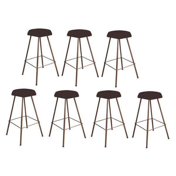 Kit 07 Banqueta Alta Lari Eiffel Bronze Marrom