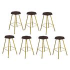 Kit 07 Banqueta Alta Lari Eiffel Dourado Marrom