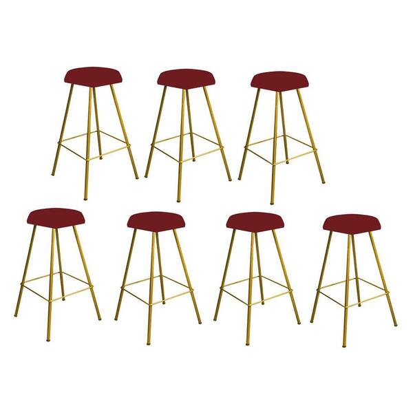 Kit 07 Banqueta Alta Lari Eiffel Dourado Vermelho