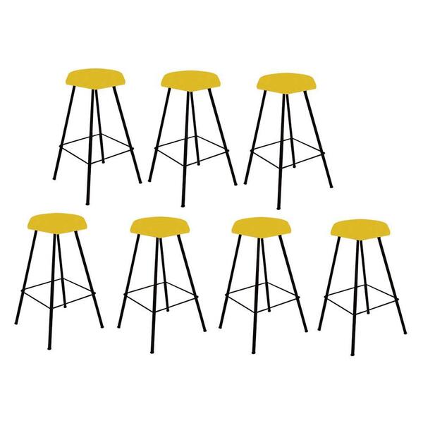 Kit 07 Banqueta Alta Lari Eiffel Preto Amarelo