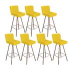 Kit 07 Banqueta Alta Lexi Bronze Suede Amarelo