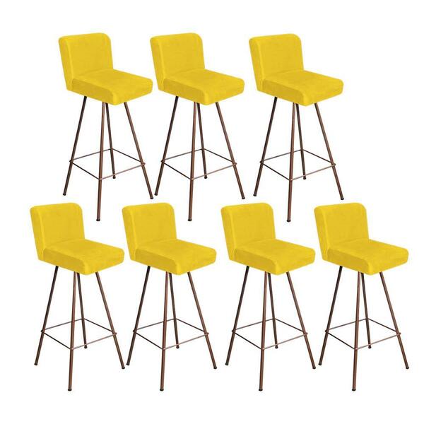 Kit 07 Banqueta Alta Lexi Bronze Suede Amarelo