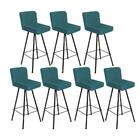 Kit 07 Banqueta Alta Lexi Com Encosto Preto Azul