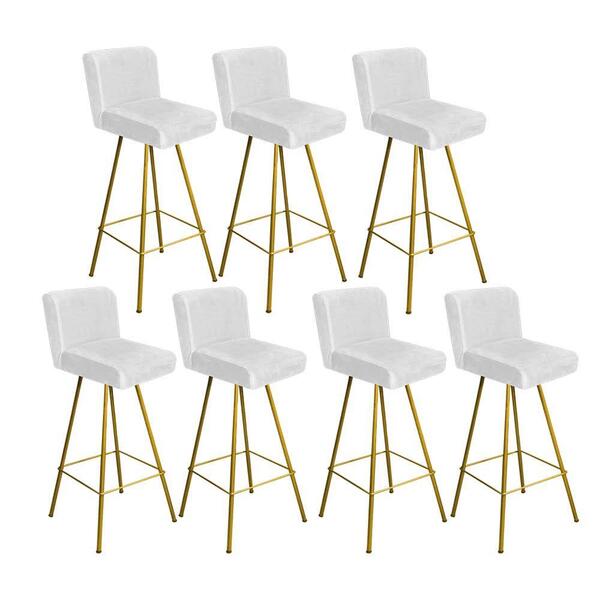 Kit 07 Banqueta Alta Lexi Dourado Corino Branco