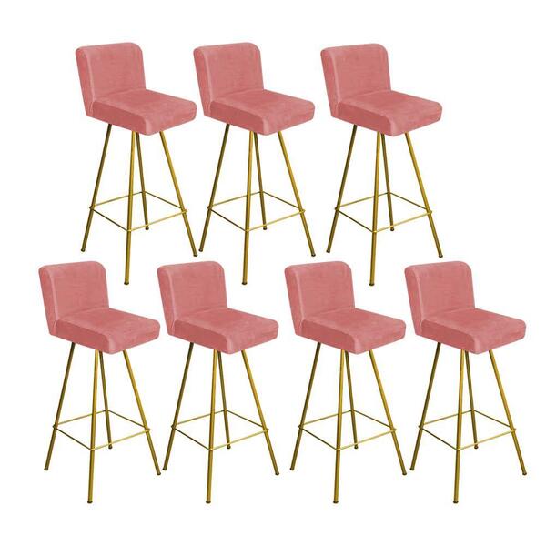 Kit 07 Banqueta Alta Lexi Dourado Suede Rose Gold
