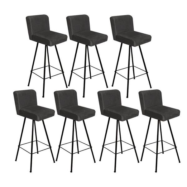 Kit 07 Banqueta Alta Lexi Preto Corino Cinza