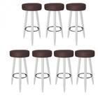 Kit 07 Banqueta Alta Lia Branco Corino Marrom