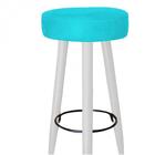 Kit 07 Banqueta Alta Lia Branco Suede Azul Turquesa