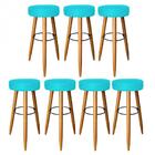 Kit 07 Banqueta Alta Lia Castanho Azul Turquesa