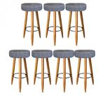 Kit 07 Banqueta Alta Lia Castanho Xadrez